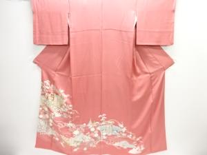 網干に御所車模様刺繍三つ紋色留袖（比翼付き）